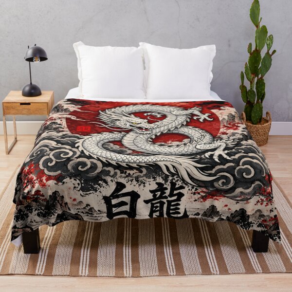 Item preview, White Dragon Red Sun Asian Mountain Fantasy Art designed and sold by Fei Long Design Hub.