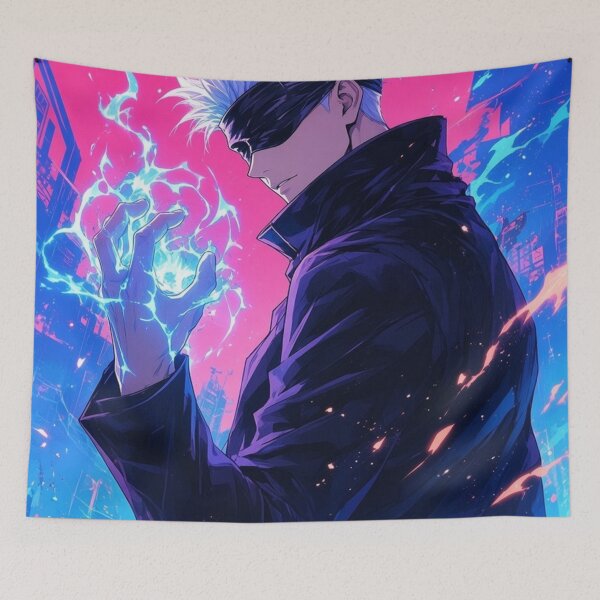 Artikelvorschau, Neon Gojo Satoru Seitenprofil Cyberpunk-Energie entworfen und verkauft von frantuliuss.