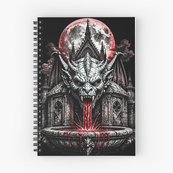 Item preview, Gothic Gargoyle Cathedral Fountain Crimson Blood Moon designed and sold by LazyDayzCo.