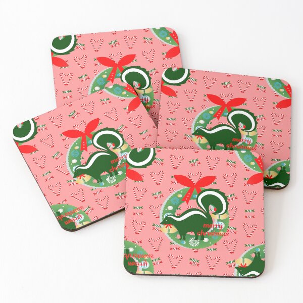 Item preview, merry christmas skunk pink candy canes designed and sold by Gossip Rag.