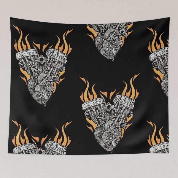 Item preview, V-Twin Engine Heart In Flames Motorcycle Mechanic Design designed and sold by PonyoDD.