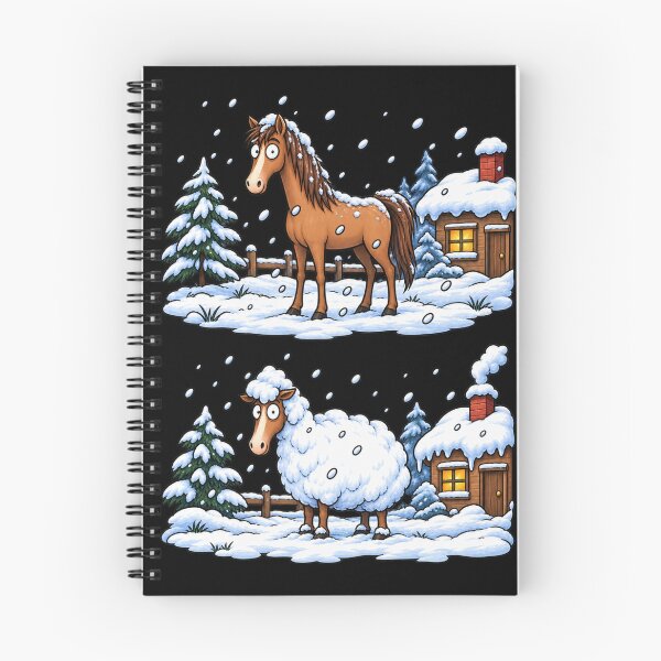Item preview, Funny Winter Farm Animals Snowy Cabin Horse Sheep designed and sold by waikibi ⭐⭐⭐⭐.