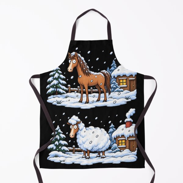 Item preview, Divertidos animales de granja invernales Cabaña nevada Caballo Oveja designed and sold by waikibi ⭐⭐⭐⭐.