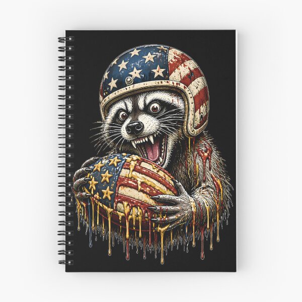 Artikelvorschau, Football Drip USA Flag Waschbär - Patriotische Waschbär-Fußballgrafik entworfen und verkauft von LeSoniPapaPrint.