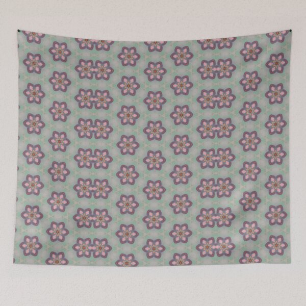 Item preview, Sage Green Pink Floral Mosaic Tile Pattern Mandala - Throw Pillow designed and sold by ArithraStudio.