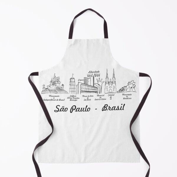 Artikelvorschau, Skyline von Sao Paulo, Brasilien – Copan-Masp-Kathedrale, Strichzeichnungen, horizontales Souvenir entworfen und verkauft von Sampa In Focus.
