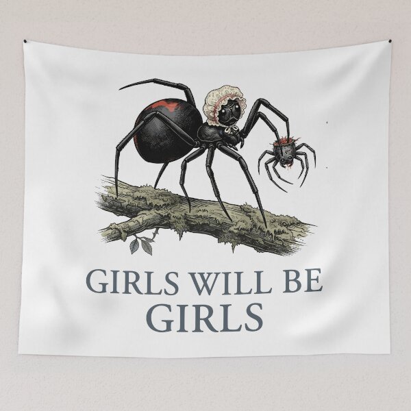 Item preview, Girls Will Be Girls: Funny Dark Humor Black Widow Spider designed and sold by Designart68.
