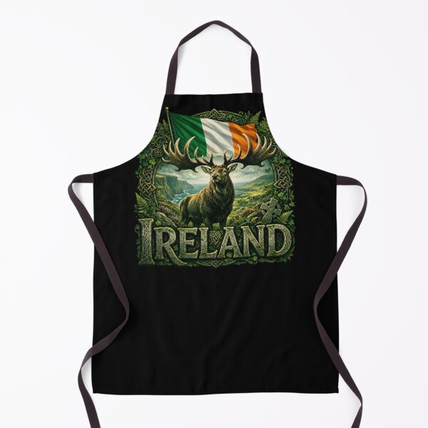 Aperçu de l'œuvre Patrimoine irlandais – Élan irlandais et emblème celtique créée et vendue par FlagX.