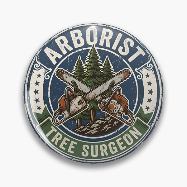 Item preview, Vintage Arborist Tree Surgeon Chainsaw Forestry Badge Graphic Design designed and sold by odjzykazama.