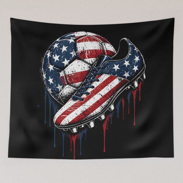 Item preview, USA Soccer Drip Cleat and Ball - American Flag Soccer Graphic designed and sold by LeSoniPapaPrint.