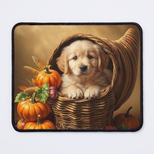 Item preview, Adorable Thanksgiving Puppy Nestles in the Thanksgiving Cornucopia designed and sold by LavIsInTheAir.