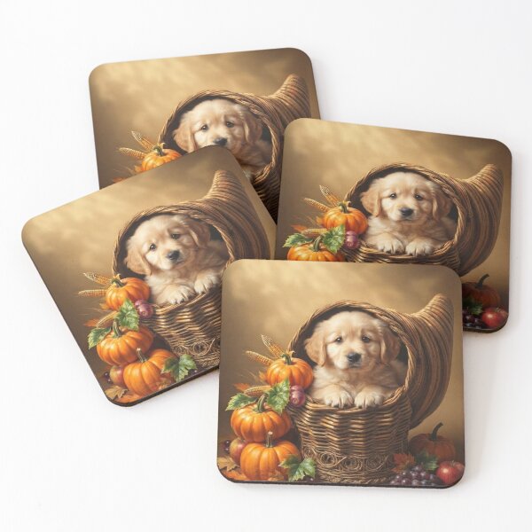 Item preview, Adorable Thanksgiving Puppy Nestles in the Thanksgiving Cornucopia designed and sold by LavIsInTheAir.