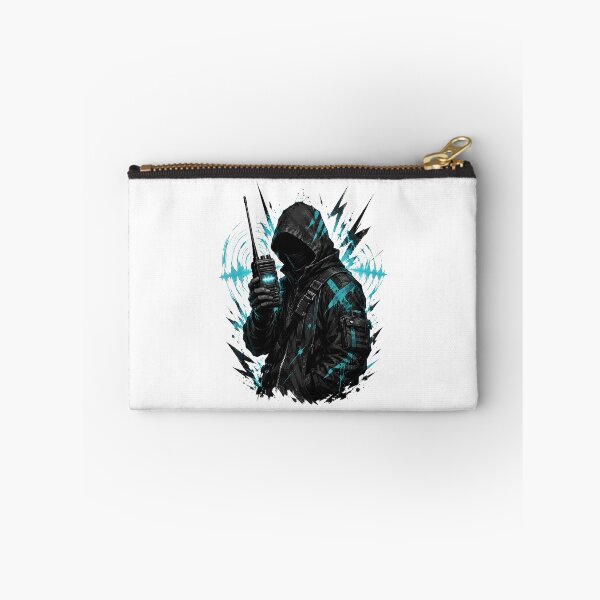 Item preview, Hooded Radio Operator With Cyan Signal Waves designed and sold by Artmares.