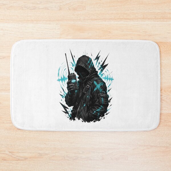 Item preview, Hooded Radio Operator With Cyan Signal Waves designed and sold by Artmares.