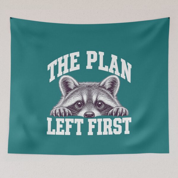 Item preview, The Plan Left First Raccoon – Funny Vintage Engraving designed and sold by LuveraxArt.