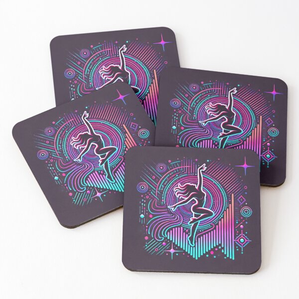 Item preview, Neon Dancer Cosmic Glow Synthwave Design designed and sold by Lespribos .