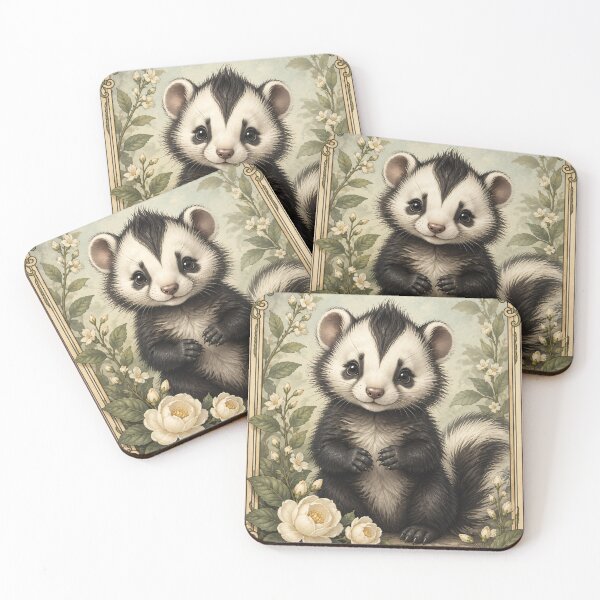 Item preview, Adorable Baby Skunk - Vintage Botanical Art Nouveau designed and sold by Lady-K-.