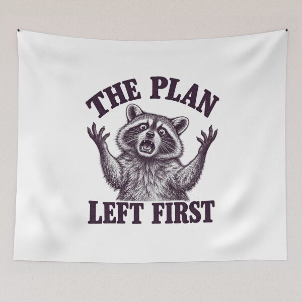 Item preview, The Plan Left First Raccoon – Funny Vintage Engraving designed and sold by LuveraxArt.