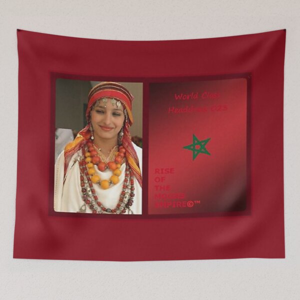 Item preview, Mu’ur (UM) Empire™ al-Benhadiel©™ design, World Class Moor Headdress 023, candy apple background designed and sold by HardyKnitDesign.