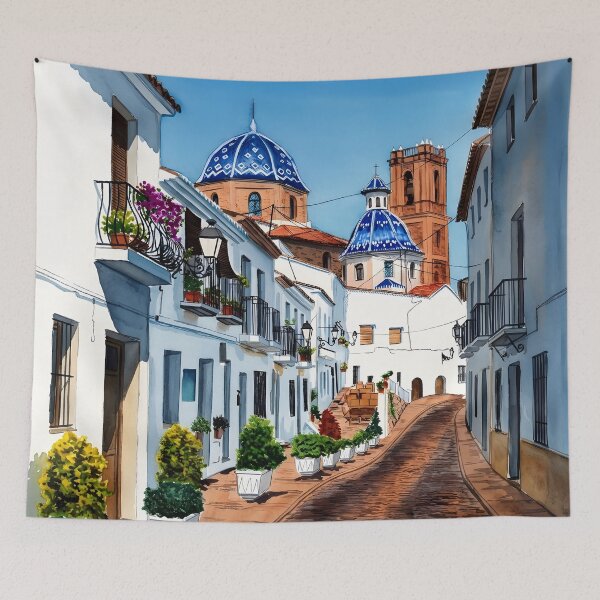 Item preview, Altea Spain Watercolor Print – Costa Blanca Mediterranean Art designed and sold by POSTERIOCREW.