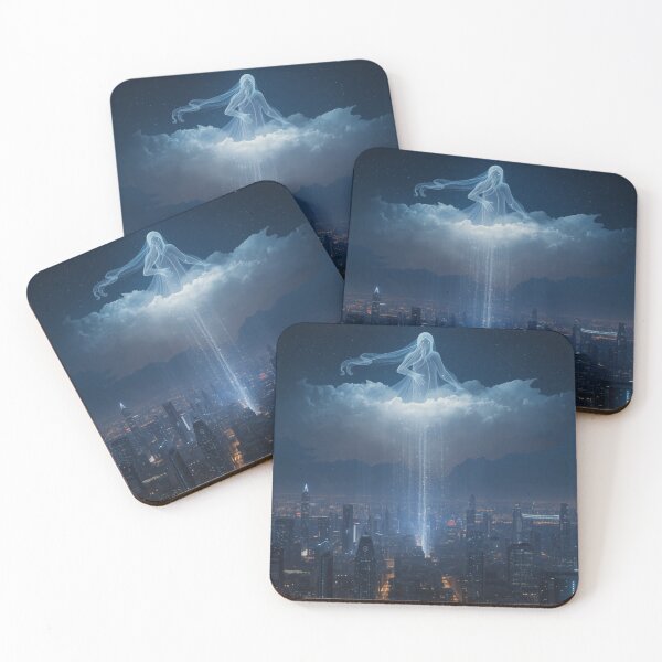 Item preview, Celestial Guardian Over City Fantasy Art designed and sold by Lespribos .