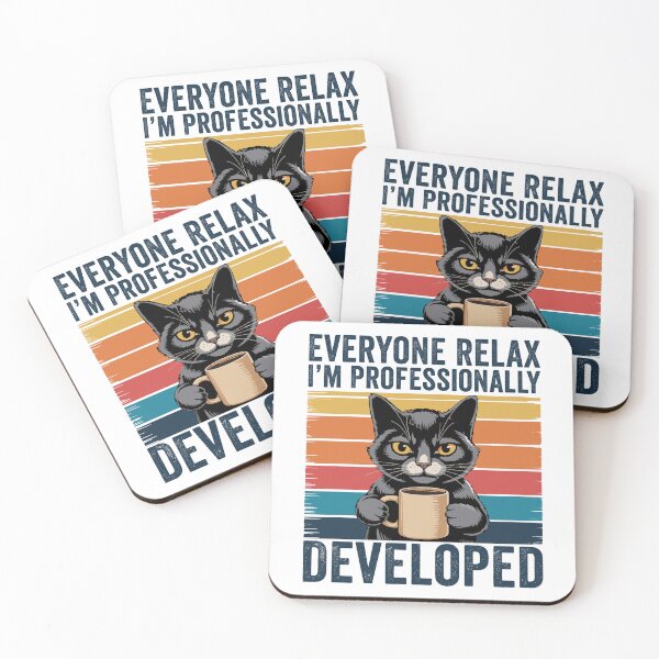Item preview, Everyone Relax I’m Professionally Developed Funny Grumpy Black Cat Coffee Humor designed and sold by 76Valeria.