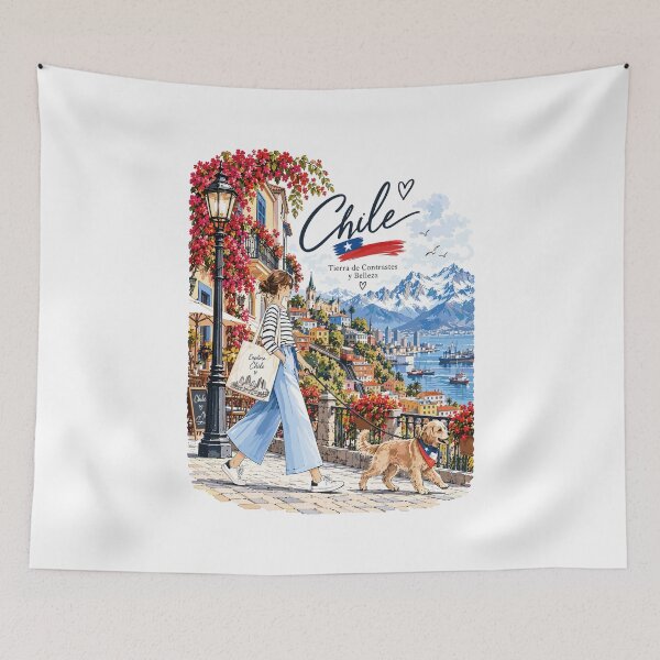 Item preview, Valparaiso Chile Travel Illustration designed and sold by EdwinkOne.