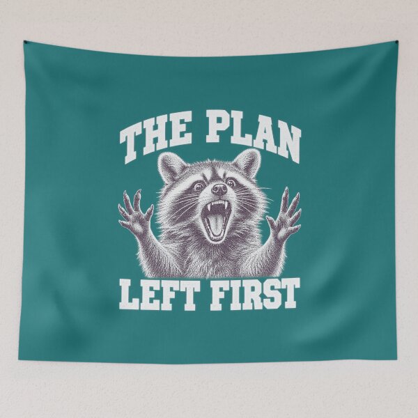 Item preview, The Plan Left First Raccoon – Funny Vintage Engraving designed and sold by LuveraxArt.