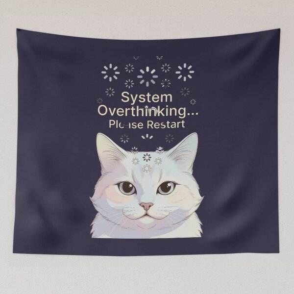 Item preview, System Overthinking Please Restart Pastel Cat designed and sold by EcoArtTees.