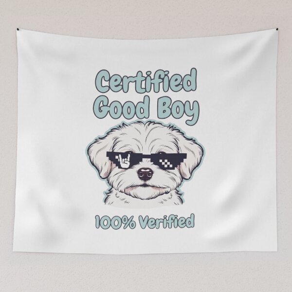 Item preview, Certified Good Boy Dog with Pixel Sunglasses designed and sold by EcoArtTees.