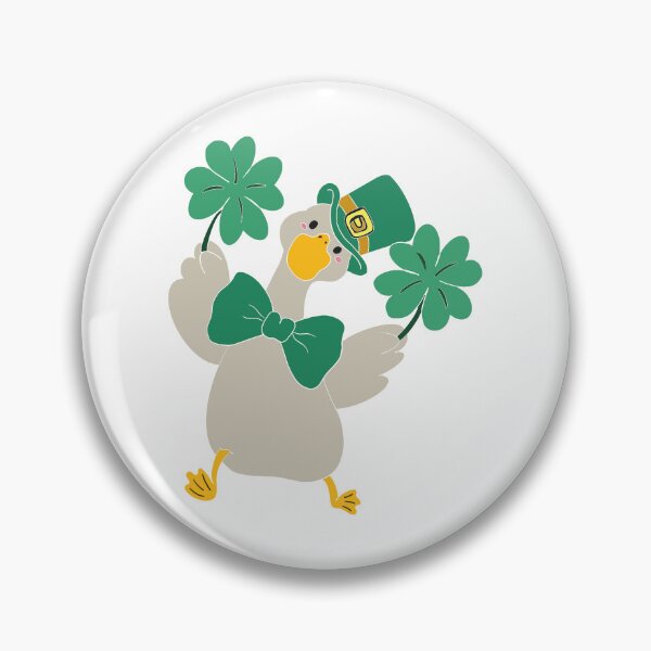 Item preview, cute duck, four-leaf clover, St. Patrick’s Day, Irish holiday, cartoon, hand-drawn, festive, sticker, and holiday illustration designed and sold by artblonska.