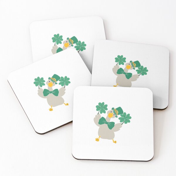 Item preview, cute duck, four-leaf clover, St. Patrick’s Day, Irish holiday, cartoon, hand-drawn, festive, sticker, and holiday illustration designed and sold by artblonska.