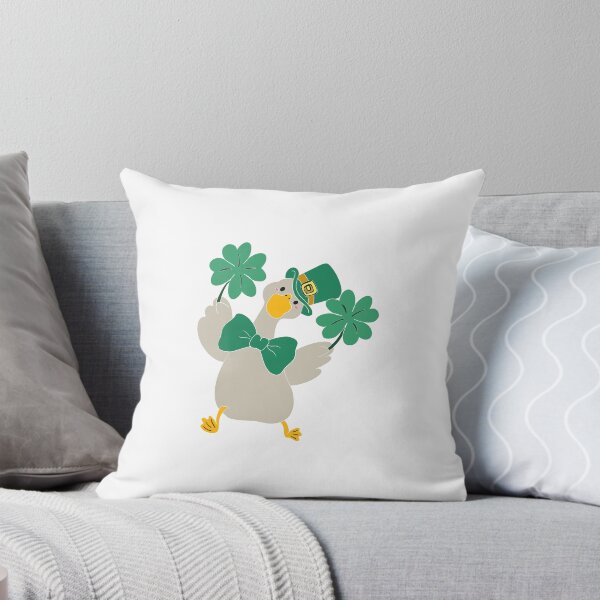 Item preview, cute duck, four-leaf clover, St. Patrick’s Day, Irish holiday, cartoon, hand-drawn, festive, sticker, and holiday illustration designed and sold by artblonska.