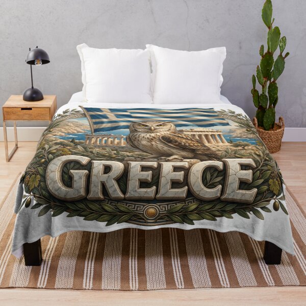 Item preview, Greece Heritage – Owl & Ancient Temple Emblem designed and sold by FlagX.