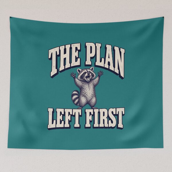 Item preview, The Plan Left First Raccoon – Funny Vintage Engraving designed and sold by LuveraxArt.