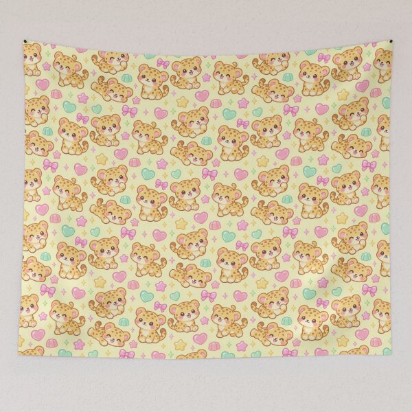 Item preview, Kawaii Gummy Cheetah Pastel Candy Pattern designed and sold by Soft Berry Studio.