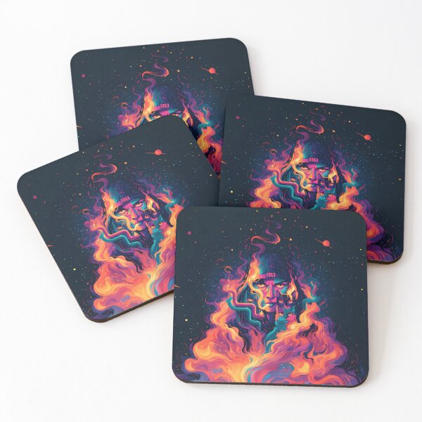 Item preview, Psychedelic Fire Warrior Neon Cats Art designed and sold by Lunat1kk.