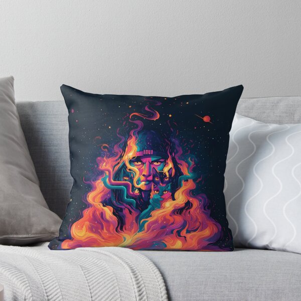 Item preview, Psychedelic Fire Warrior Neon Cats Art designed and sold by Lunat1kk.