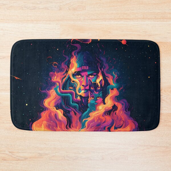 Item preview, Psychedelic Fire Warrior Neon Cats Art designed and sold by Lunat1kk.