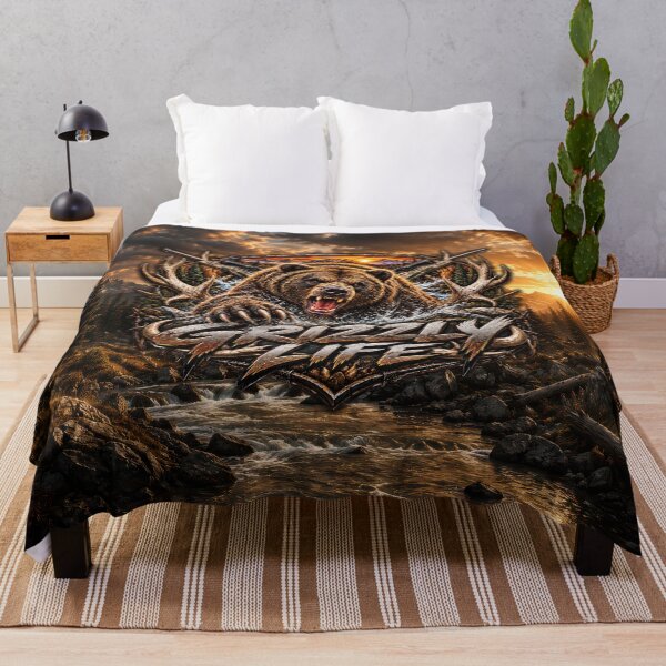 Item preview, Grizzly Life – Fierce Grizzly Bear Hunting Wilderness Art designed and sold by artistwill.
