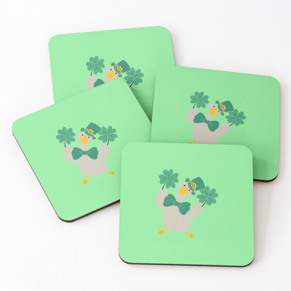Item preview, Adorable cartoon duck holding a lucky four-leaf clover designed and sold by artblonska.