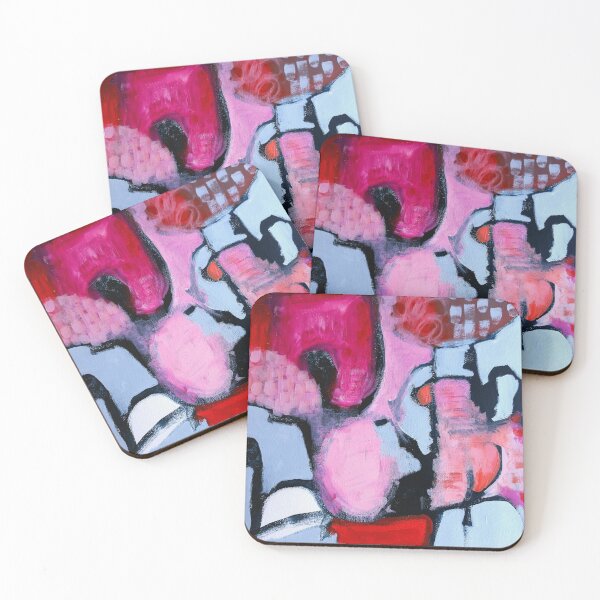 Item preview, Playful Expressive Abstract Painting Pink, Red,  Blue Hues - 833 designed and sold by NathalieLeRiche.