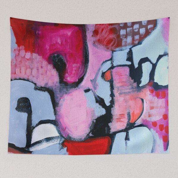 Item preview, Playful Expressive Abstract Painting Pink, Red,  Blue Hues - 833 designed and sold by NathalieLeRiche.