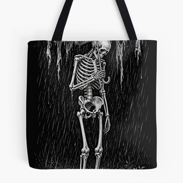 Item preview, Still Waiting — Skeleton in the Rain Gothic Noir designed and sold by GiftsByMatthew.