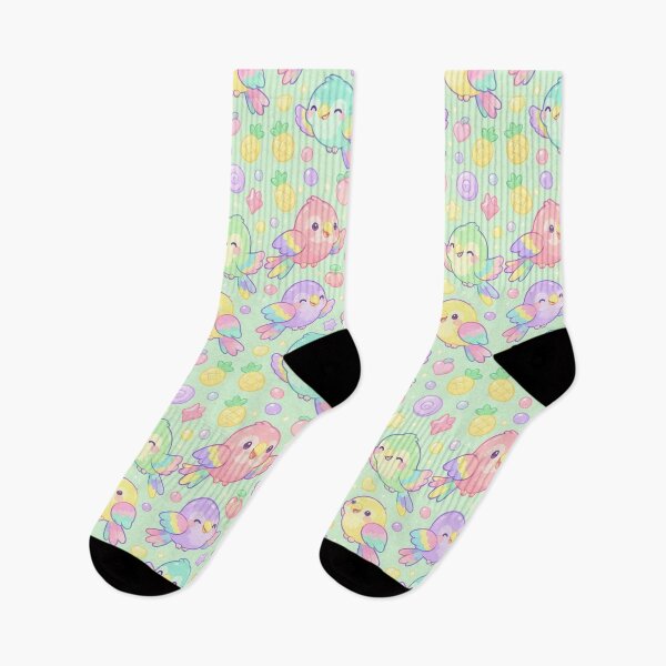 Aperçu de l'œuvre Bonbons gélifiés Kawaii à motif pastel en forme de perroquet créée et vendue par Soft Berry Studio.