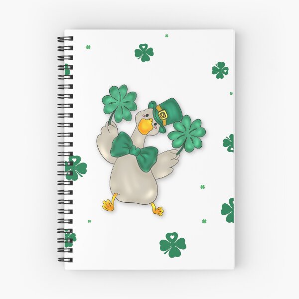 Item preview, cheerful cartoon duck holding a lucky four-leaf clover designed and sold by artblonska.
