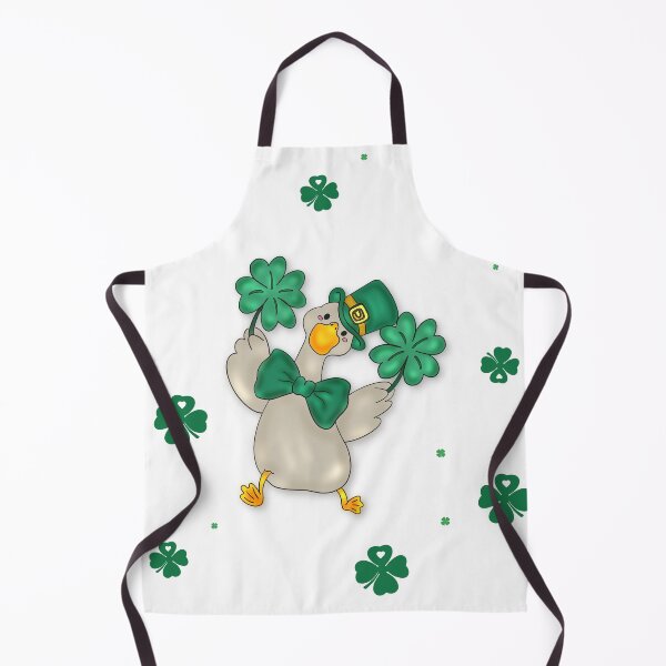 Item preview, cheerful cartoon duck holding a lucky four-leaf clover designed and sold by artblonska.
