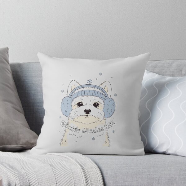 Item preview, Winter Mode On White Dog Blue Earmuffs designed and sold by EcoArtTees.