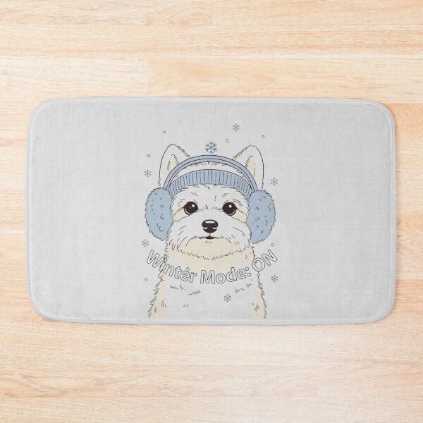 Item preview, Winter Mode On White Dog Blue Earmuffs designed and sold by EcoArtTees.