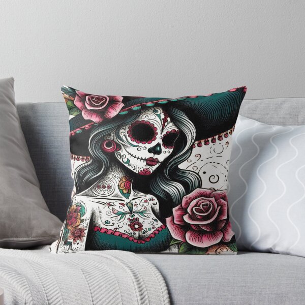 Item preview, Skull Mexican girl Music Flowers designed and sold by BellaAbreu8.